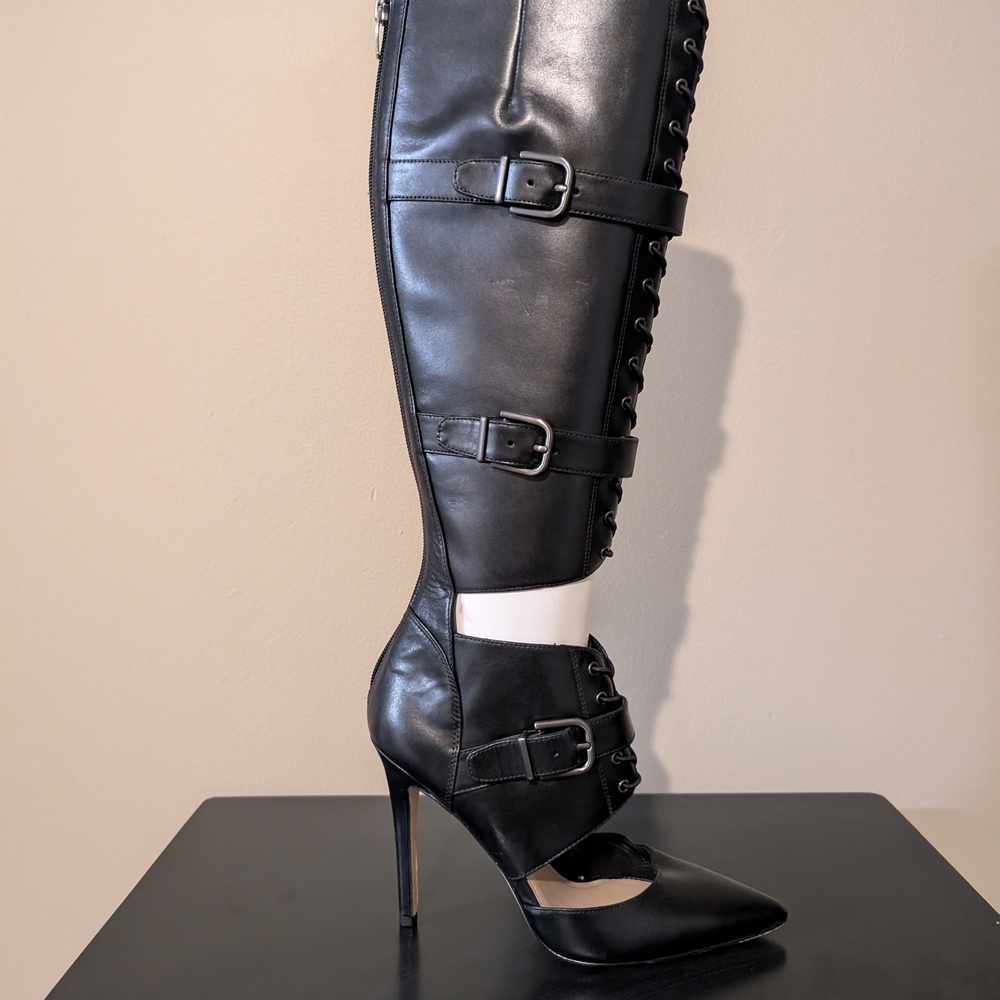 Via Spiga Black Strappy Heeled Boots - Picture 16 of 16